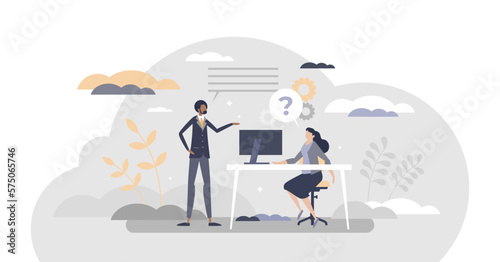 Internship work experience for job practice training tiny person concept, transparent background. Career growth beginning as student teaching, education and coaching illustration.