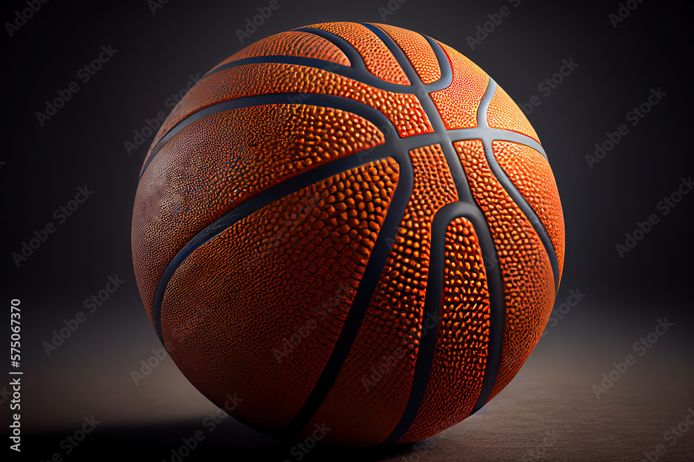 Fototapeta premium Basketball close-up on studio background. Generative Ai