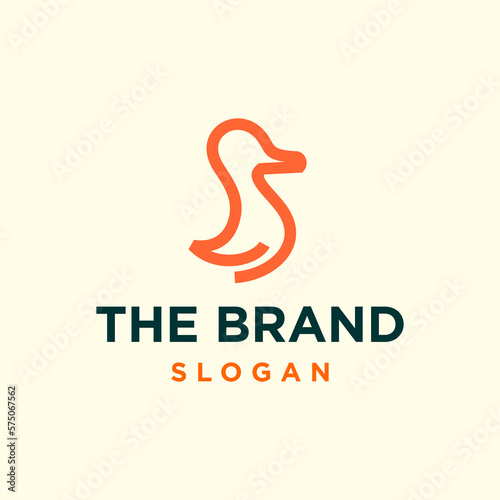 Duck simple line icon logo vector design, modern logo pictogram design of duck or mallard