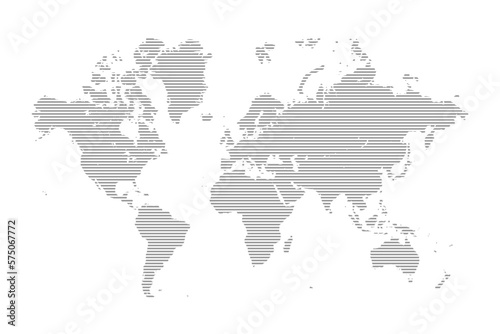 Modern Hatched world map. Flat Earth, globe, worldmap