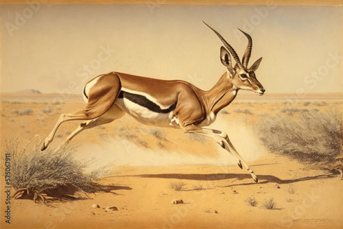 Thomson's gazelle in the African grassland. Generative AI. photo