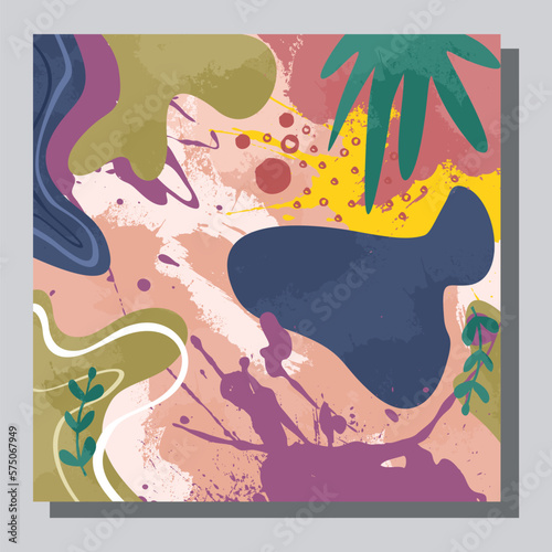 Illustration vector EPS 10 print. Hand draw painted abstract organic shapes. contemporary aesthetic boho mid century modern art in Scandinavian nordic design style 
