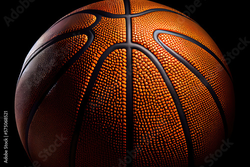 Basketball close-up on black background. Generative Ai © Mukhlesur