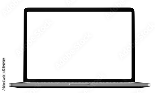 Laptop computer on transparent background png file with a transparent blank screen. screen mockup template.	
