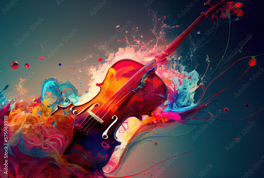 Colorful violin music background created with AI
