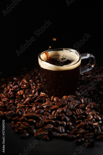 A cup with black coffee