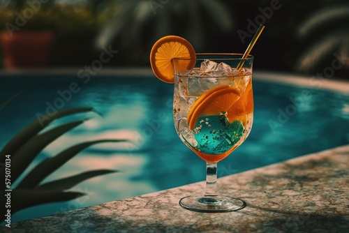 Cocktail on poolside (IA generated)