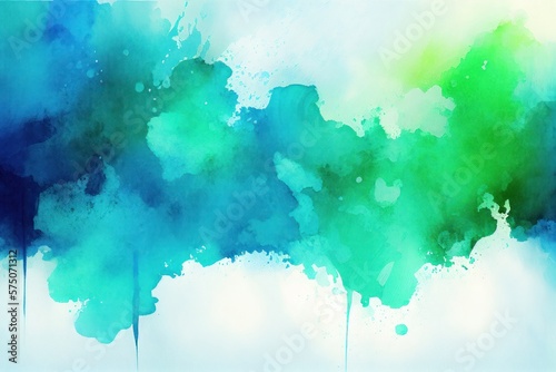 Blue  Green Watercolor Background  Abstract Artistic background  Generative AI