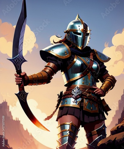knight in armour holding a weapon
