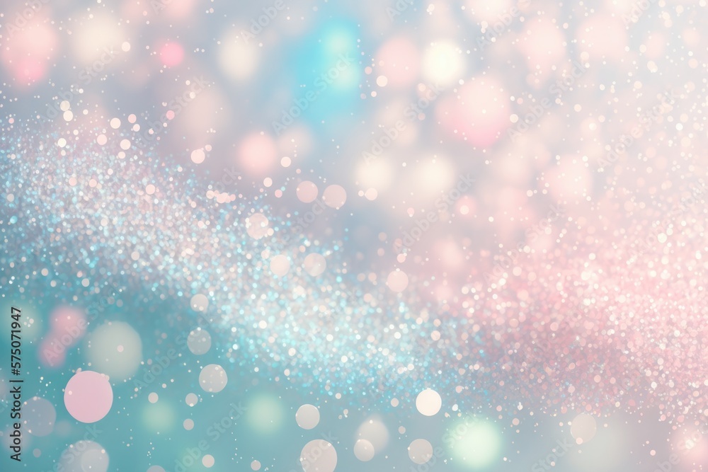 Blue and pink glitter bokeh lights holidays background, Generative AI
