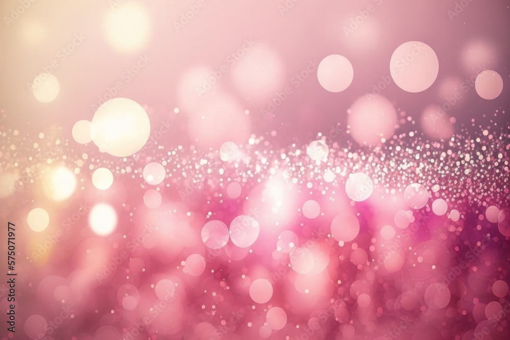 Pink glitter bokeh lights holidays background, Generative AI