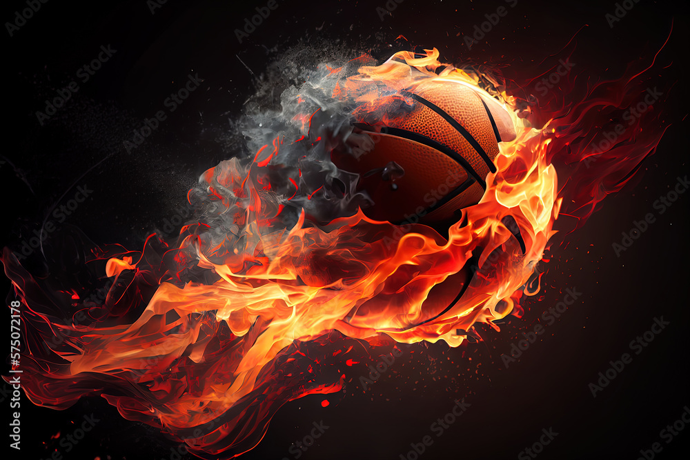 realistic flying cricket ball in fire. Generative Ai realistic flying cricket ball in fire. Generative Ai