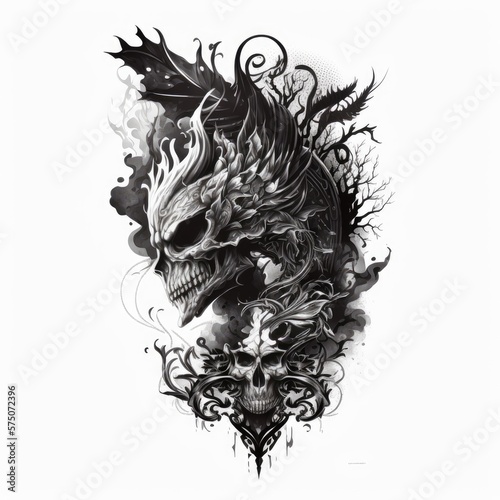 ready to print sleeve tattoo white background - generative ai