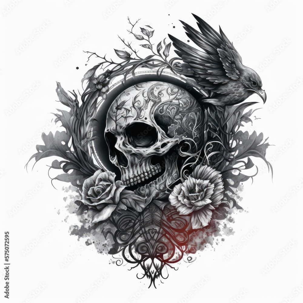 ready to print sleeve tattoo white background - generative ai Stock ...