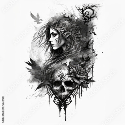ready to print sleeve tattoo white background - generative ai