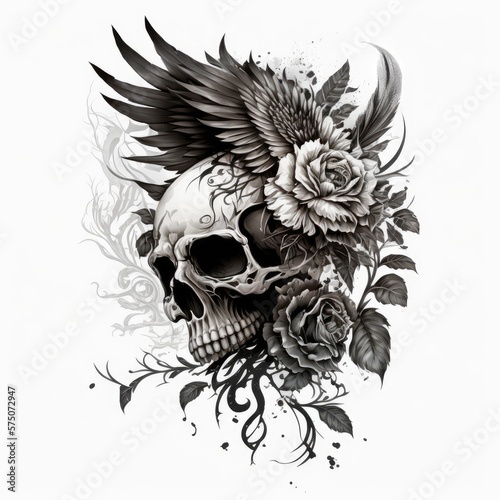 Wallpaper Mural ready to print sleeve tattoo white background - generative ai Torontodigital.ca