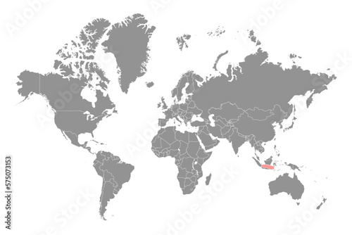 Java Sea on the world map. Vector illustration.