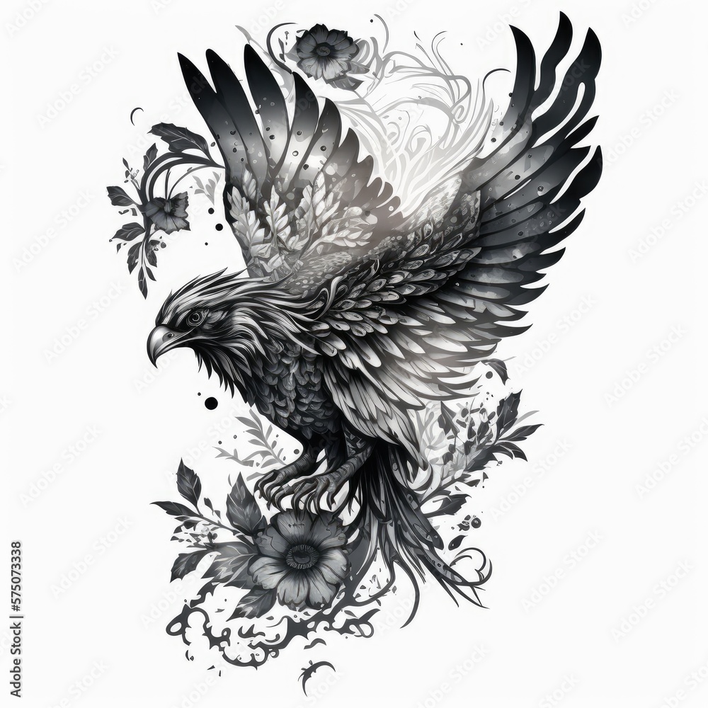 Fototapeta premium ready to print sleeve tattoo white background - generative ai