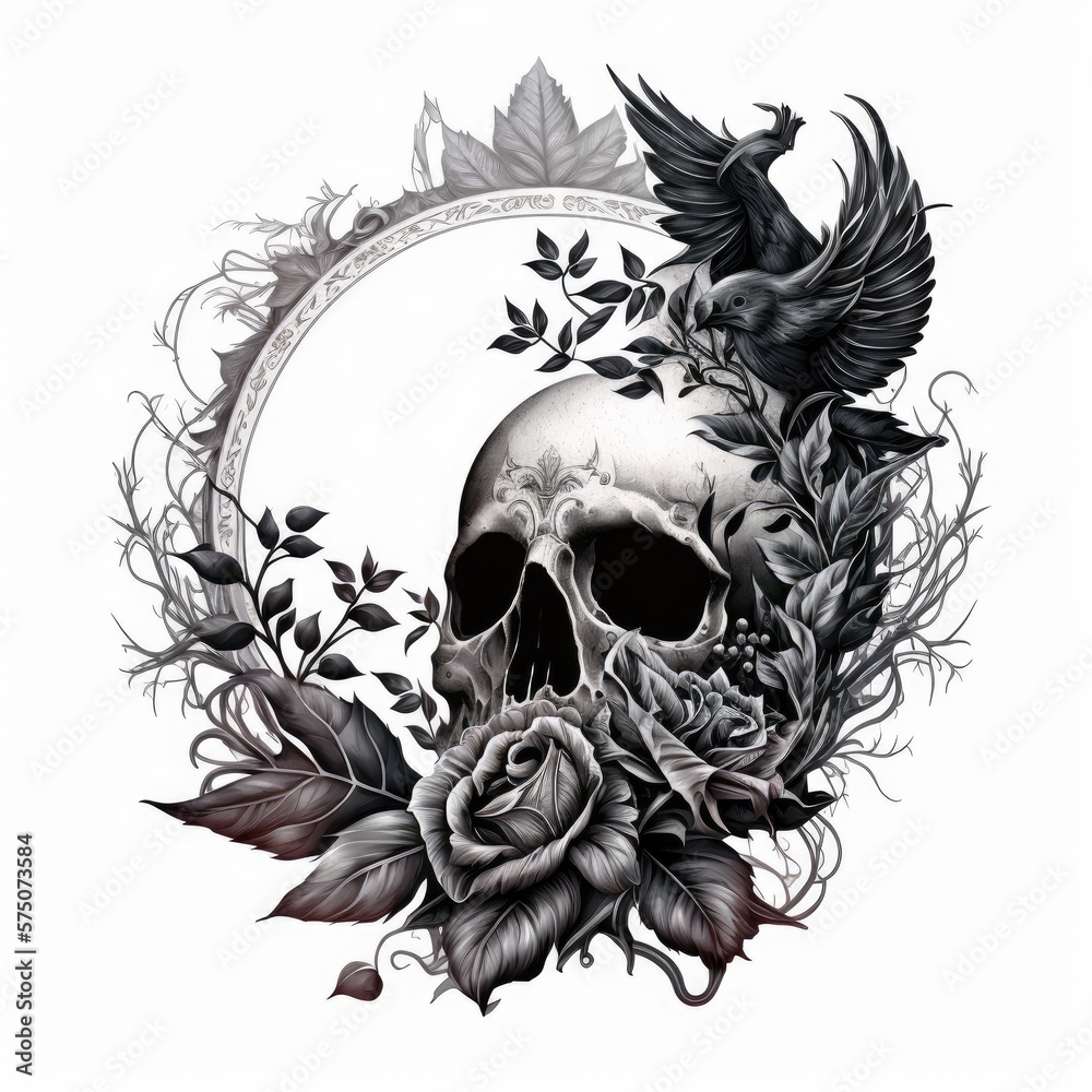 ready to print sleeve tattoo white background - generative ai Stock ...