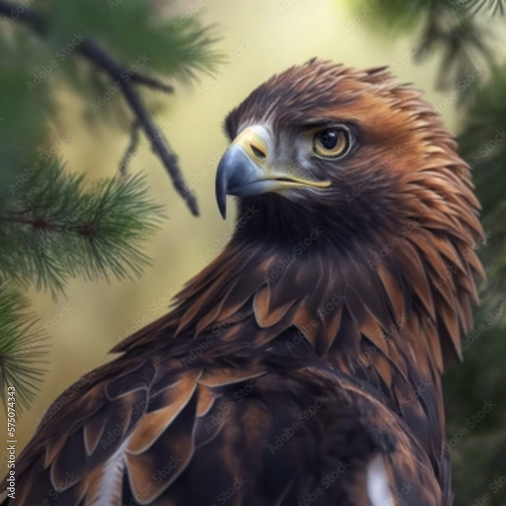 golden eagle portrait, Generated Ai