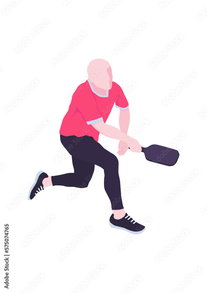 A man playing pickleball. Flat vector design. A man playing pickleball. Flat vector design.
