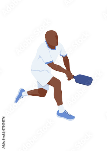 A man playing pickleball. Flat vector design.