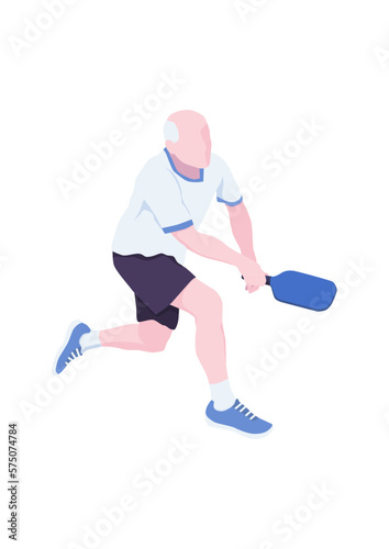 A man playing pickleball. Flat vector design.