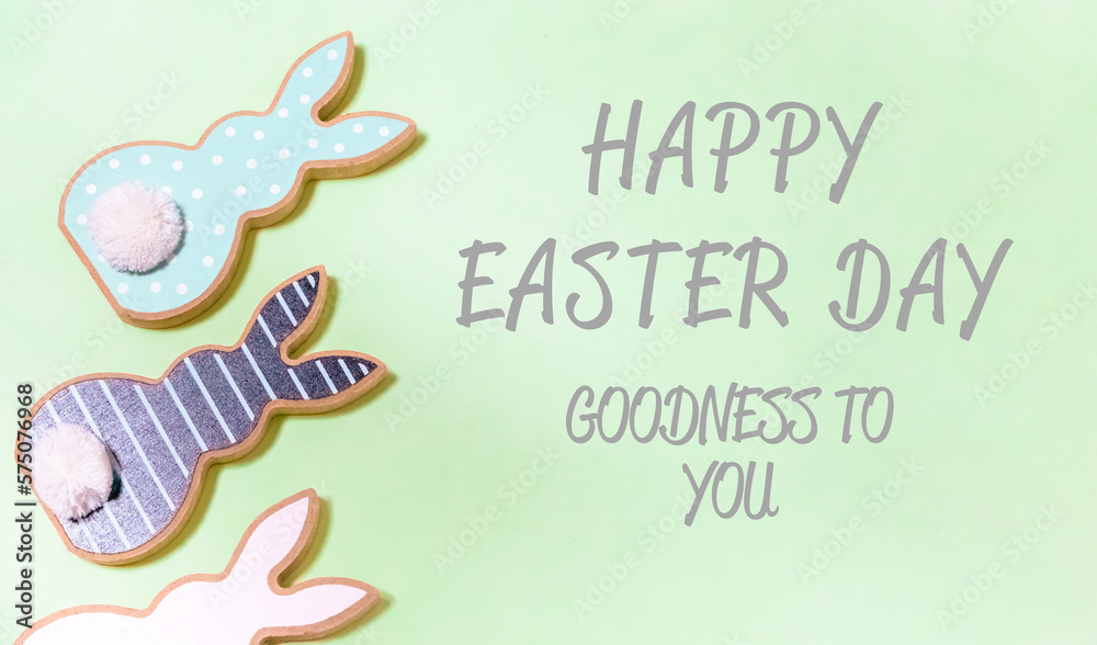 Obraz premium Easter wishes on a green background