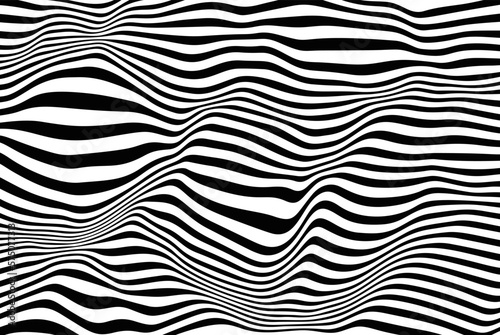 Wave white and black lines, pattern abstract background. © lesikvit