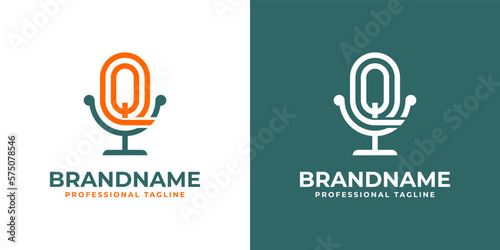 Letter Q or QQ Podcast Logo, suitable for any business related to microphone with Q or QQ initials.