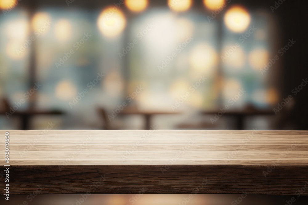 A Business Presentation Mockup Set in a Rustic Wood Table Restaurant with a Blurred Background. Generative AI A Business Presentation Mockup Set in a Rustic Wood Table Restaurant with a Blurred Background. Generative AI