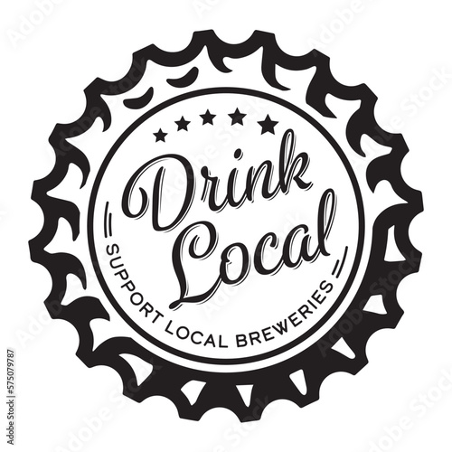 Drink Local badge - brewery icon - bars and brewery graphics - support small business - Distillery icon - Independent - Black graphic on white background