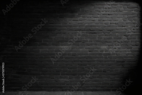 The Dark Side: Black Brick Wall Background. Generative AI
