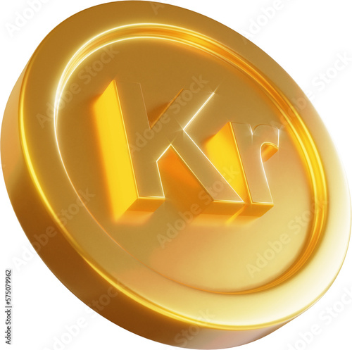 Golden Krone coin 3d render illustration