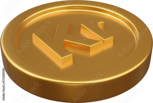 Golden Krone coin 3d render illustration
