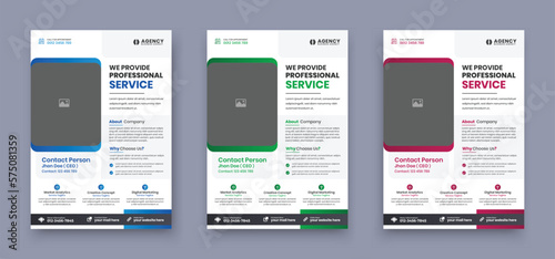 Corporate business agency flyer template design set with blue, red, green, yellow color. marketing, business proposal, promotion, advertise, publication, cover page. new creative colorful flyer set.