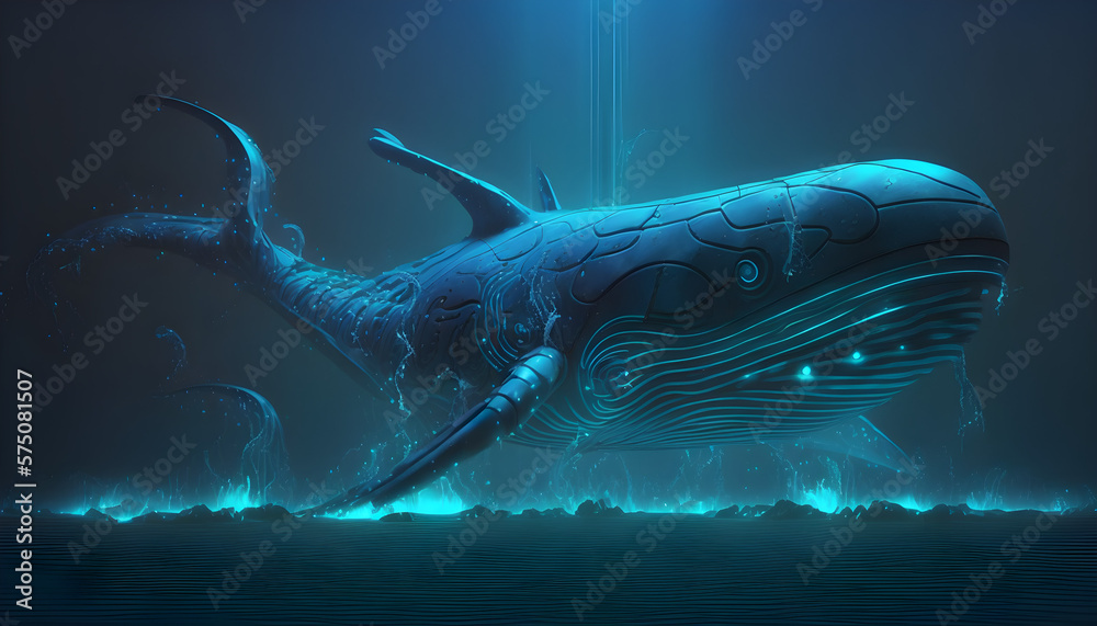 deep sea monster blue whale, fantastic inhabitants of the deep ocean. deep  sea monsters Illustration Stock | Adobe Stock