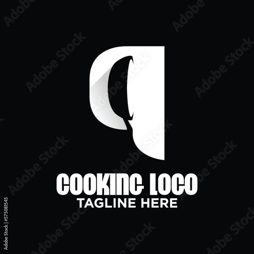 Letter Q Frying Pan Logo Design Template Inspiration, Vector Illustration.
