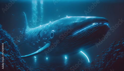deep sea monster blue whale, fantastic inhabitants of the deep ocean. deep sea monsters  © Yuriy Maslov
