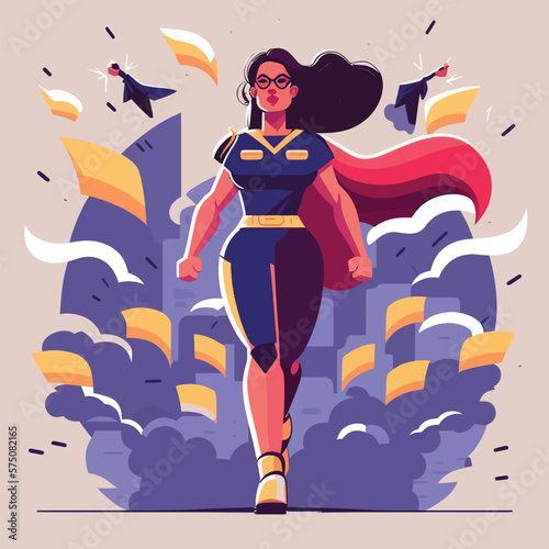Fotografie, Obraz Superwomen vector illustration for poster, banner, t shirt design etc