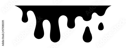 Drip of honey, melt drop. Black chocolate. Vector ink paint liquid. Sause syrip shape set