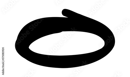 Oval hand drawn shapes. Doodle highlighter handwritten circle. Vector rough stroke illustration