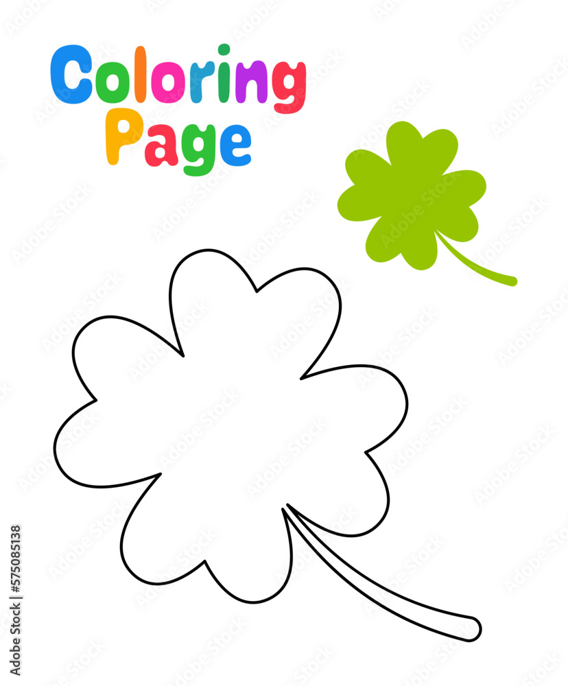 Fototapeta premium Coloring page with Clover Leaf for kids