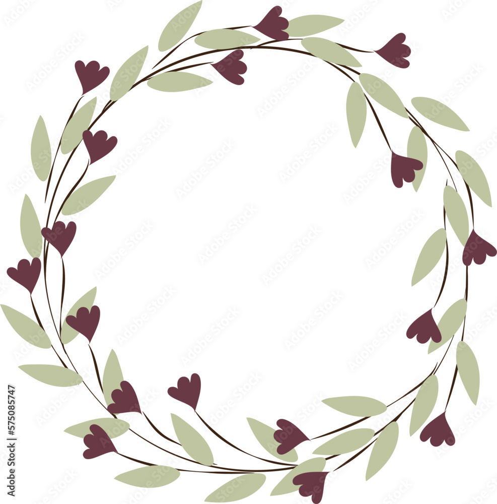 Fototapeta premium Floral frame round shape. Purple flowers. Place for text. High quality vector image.