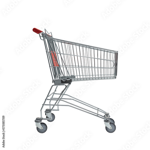 Empty small supermarket shopping cart