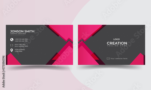   professional  modern creative business card template with pink and black color background 
