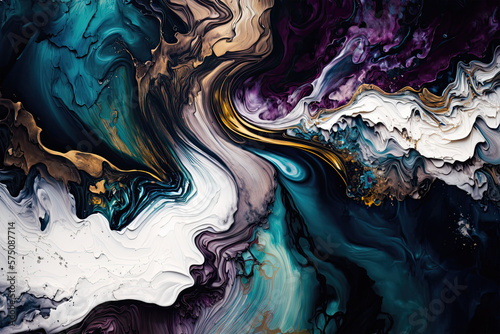 Fototapeta Naklejka Na Ścianę i Meble -  Marble ink abstract art from exquisite original painting for abstract background, flat texture, texture, pattern, water, design, art, wallpaper, waves, paint, liquid, blue, color, gold, light, metal, 