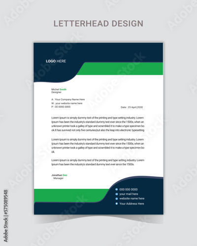 Clean and professional corporate company business letterhead template design with color variation,Elegant letterhead template design in minimalist style 