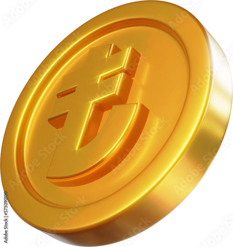 Golden Turkish lira coin 3d render illustration photo