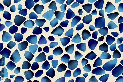 Vertical design of Geometric textile seamless pattern with blue white colors Generative AI
